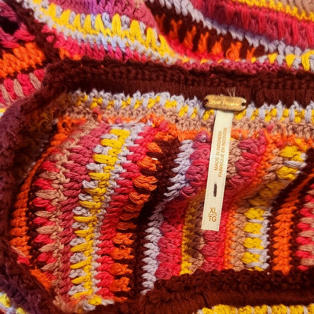 New Free People Multicolor‎ Crochet A-Line Skirt And Top Very Beautiful Set.